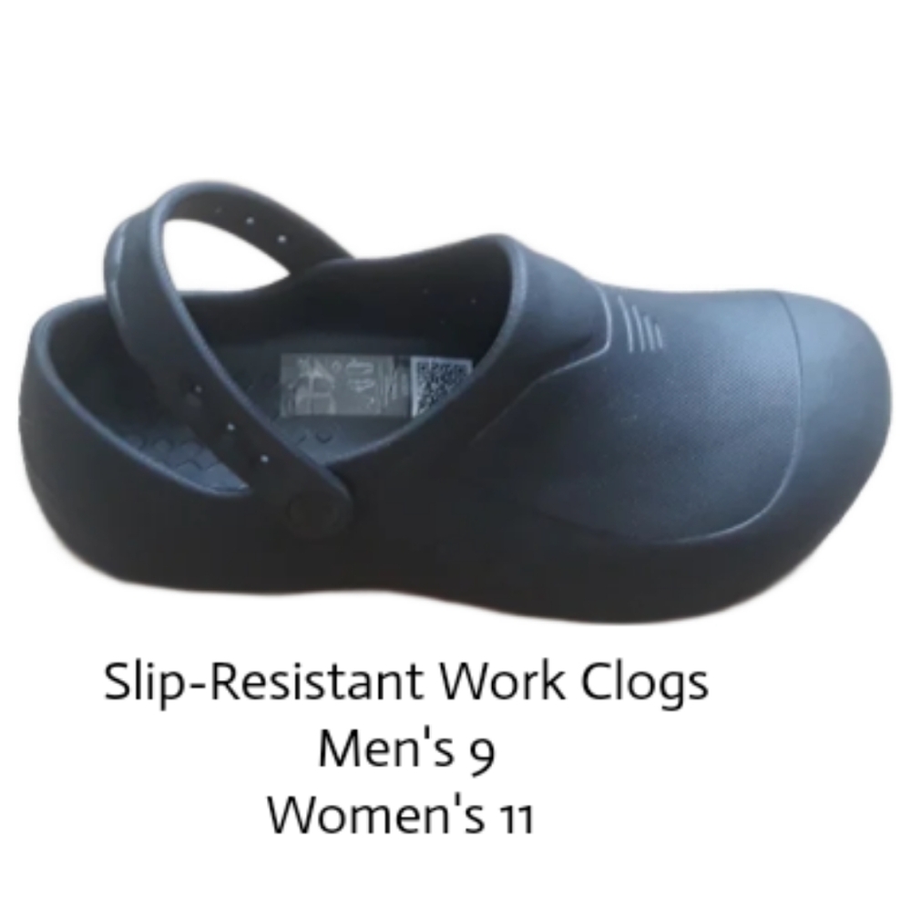 Shoes for Crews Zinc Slip-Resistant Clogs / Men's 9 Women's 11 Black Work Clogs